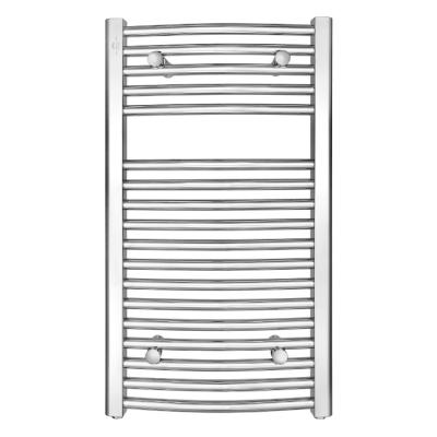 China Heater Bathroom Chrome Horizontal Round Bar Water Heated Towel Rail Towel Warmer 700x450mm for sale