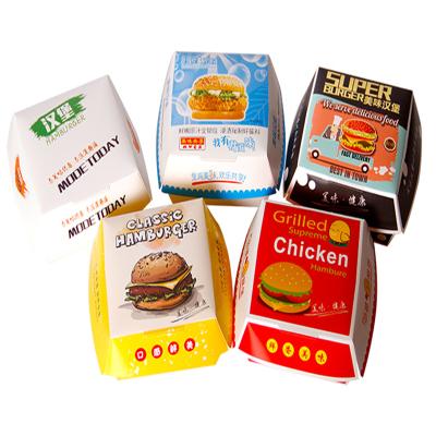 China Quick Fold Sealed Recycled Material Flip Burger Packaging Box French Food Cardboard Color Heat Resistant Bio Clear for sale