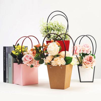 China Wholesale Custom Recycled Hardware Florist Cardboard Flower Delivery Box Wrinkled Rose Packaging Gift Bouquet Box for sale