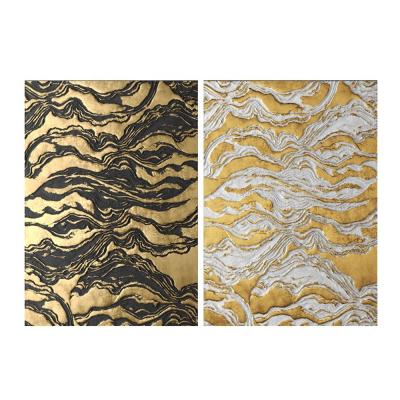 China Abstract 100% Hand Painted Modern Hotel Gold Foil Oil Painting Abstract Decoration for sale