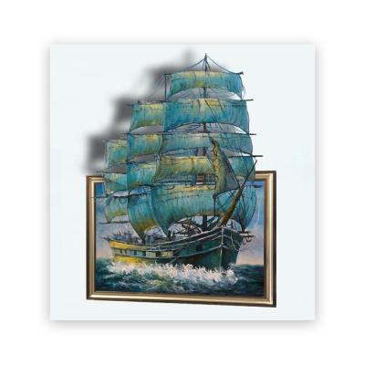 China High Quality Modern Handmade Wall Art Decoration Boat Oil Painting 3D Canvas For Sale for sale