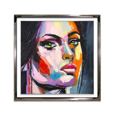 China Modern Knife Picture Pop Art Woman Face Portrait Oil Painting For Modern Wall Art Home Decoration for sale