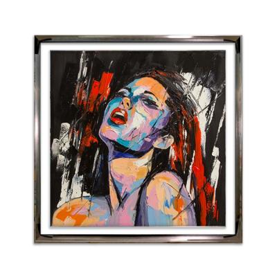 China Modern Modern Pop Art Woman Face Portrait Canvas Oil Painting For Wall Decoration for sale