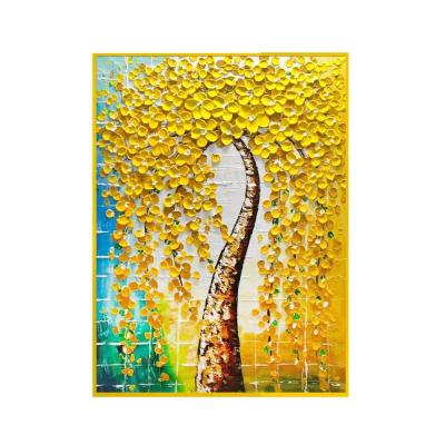 China Modern Home Handmade 3D Knife Tree Palette Knife Canvas Decor Thick Oil Paintings Living Room Living Room Oil Paintings For Sale for sale