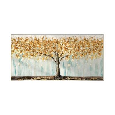 China Modern Chinese Calligraphy Plant Inkjet Painting Abstract Yellow Tree Painting Wall Art for sale