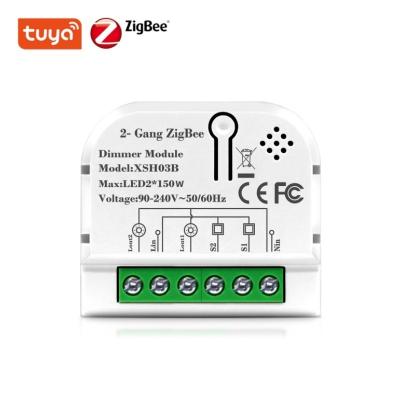 China Easy Installation Switch Module Support Tuya Smart / 220V APP 2 Way Micro Zigbee Switch Button Intelligent Light Dimmer Smart Life for sale