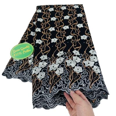 China fashion fabric Middle East Muslim Arabian 100% Cotton Dubai Lace n Swiss Lace Fabric Egypt Lace Fabric Abaya for Robe for sale