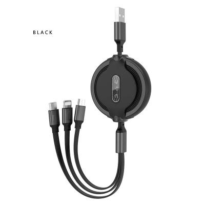 China Micro USB Type-C USB Mobile Phone Charger Retractable Rope Lighting 3 IN 1 USB Charging Cable For iPhone Samsung Huawei Android Phones for sale