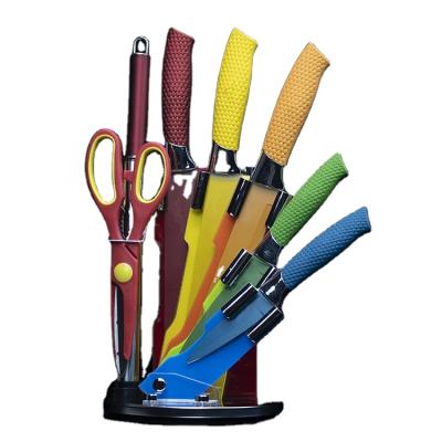 China Sustainable Professional New Style Colorful Eight-piece Knife Set Kitchen Tools With Tool Holder for sale