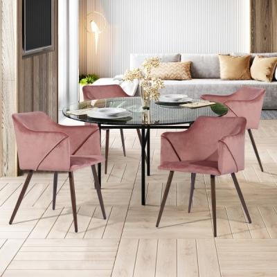 China Nordic Luxury Home Fabric Upholstery Sillas Kitchen Restaurant Modern High Back Velvet Convertible Soft Dining Chair Sets For Home Furniture for sale