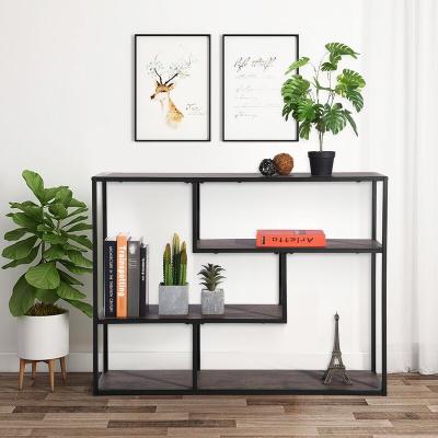 China KD Industrial Modern Freestanding Decorative 3-Tier Storage Shelves For Living Room Home Office Wooden Storage Shelf for sale