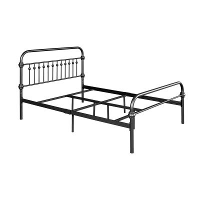 China Twin Queen Size Convertible Bed Frame Metal Platform Box Spring Replacement Bed Frame With Headboard Black for sale