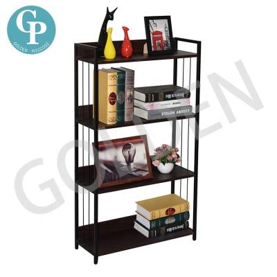 China Modern Bookshelf Vintage 4-Tier Wooden Display Rack Units Storage Organizer For Home Office for sale