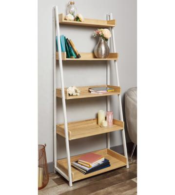 China Modern 5-Tier Ladder Open Shelf Storage Rack Shelf For Bedroom Living Room Look Shelf Wood Accent Furniture For Display Rack for sale