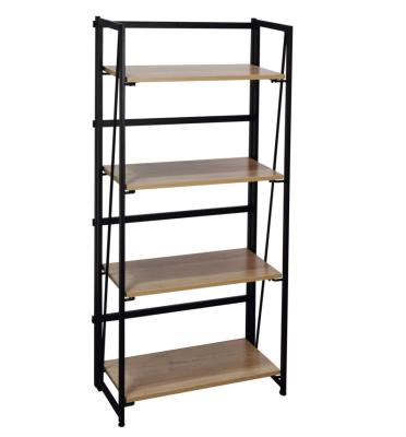 China Foldable Modern Industrial Bedroom Furniture Foldable Modern Industrial Bedroom Furniture Movable 4 Tier Storage 4 Tier Shelf Bookcase Ladder Shelf Folding for sale