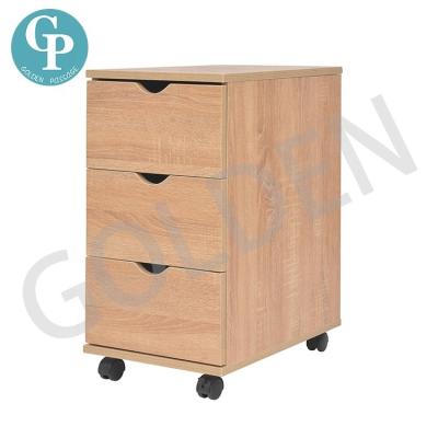 China Modern KD Large File Cabinet 3 Drawer Wooden Filing Cabinets Side Mobile Printer Stand With Wheels for sale