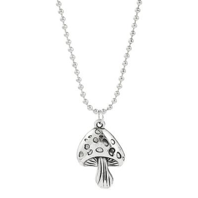 China Punk Antique Silver Plated Mushroom Pendant Necklace for women vintage Daily Accessories for sale