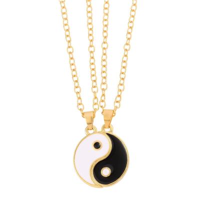 China Punk 1 Pair New Fashion Chain Pendant Tai Chi Yin Yang Pendant Puzzle Simplicity Couple Necklaces for sale