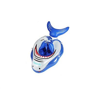 China Pad Direct Selling Swimming Shark Shape Blue Inflatable Kids Swimming Ring for sale