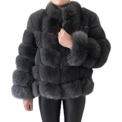 China 2022 New Style Anti-wrinkle Fox Fur Invest Removable Long Sleeves Stand Collar Coat Jacket Hot Women's Fox Fur Bubble Coat Real for sale