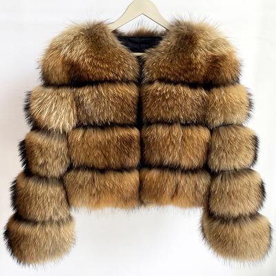 China Factory Direct Sale Raccoon Fur Coat Winter Luxury Anti-wrinkle Women's Natural Raccoon FurJacket for sale