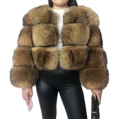 China Warm Winter Anti-wrinkle Real Fur Jacket Women's Natural Raccoon Fur Coat for sale