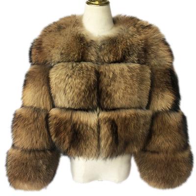 China Anti-wrinkle fashion winter warm women coat real natural fur jacket grown raccoon genuine leather fur coat for sale