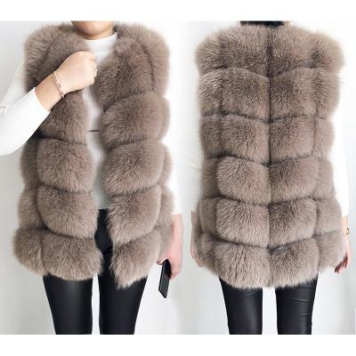 China 2022 Classic Style Fluffy Warm Fur Coat Ladies Natural Anti-wrinkle Fox FurJacket Gilet Fur Vest for sale