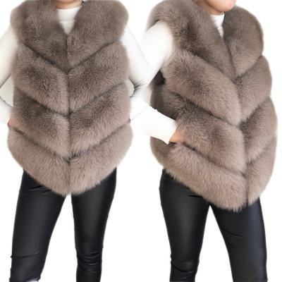 China 2022 Fashion Fur Vest 100% Fox Fur Women's High Quality Natural Fur Coat Jacket Anti-Wrinkle Real Real Invest Genuine Leather Coat for sale