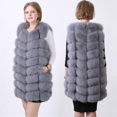 China Anti-wrinkle Real Fur Coats Women Winter Fur Jacket High Quality Hairy Cultivated Fox Fur Vest for sale