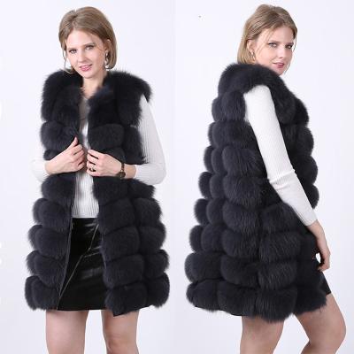 China Fashionable Anti-wrinkle Female Long Fur Vest High Quality Women's Fur Coat Interesting Sleeveless Jacket Fox Real Coat Women's Coat for sale