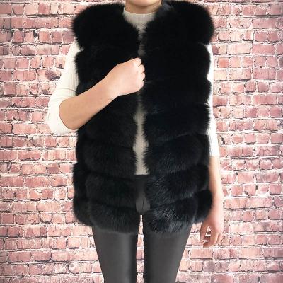 China Anti-wrinkle High Quality Elegant Female Fur Vest Natural Fox Fur Vest Real Fur Coat Vest for sale