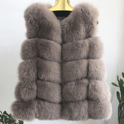 China Anti-Wrinkle Plus Size Women's Fur Vest Jacket Sleeveless Fox Fur High Quality Real Fluffy Girl Fur Vest Waistcoat for sale