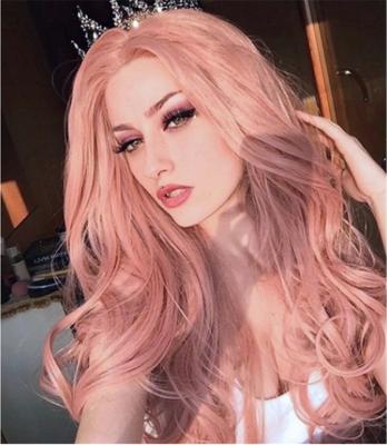 China Afro European and American Women's Wigs Big Wave Hair Fluffy Curly Pink Long Wave Wig Set for sale