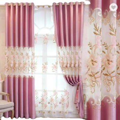 China Living Room Bedroom Fireproof Half Shade Embroidered Window Screen Curtain for sale