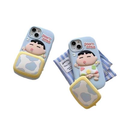 China Shockproof 3D Cartoon Cute Crayon Shin-chan Quilt Blanket Silicon Phone Gel Shell Cases For iPhone 11 12 13 14 Pro Max Anti-fall Back Cover for sale