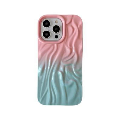 China Shockproof Luxury 3D Gradient Wrinkle Phone Accessories Cases Cover for iPhone 12 13 case14 15 Pro Max Covers Couple 13 pro Case Gel for sale