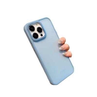 China Shockproof Korean Skin feeling Metal Lens Frosted Matte Phone Accessories Protective Cases Cover for iPhone 11 12 13 14 Pro Max 13 Pro for sale