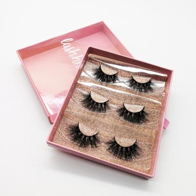 China 100% real super flexible mink lashes private label lashes mink lashes custom 3d eyelash 3 pairs lashes book packaging with high quality for sale