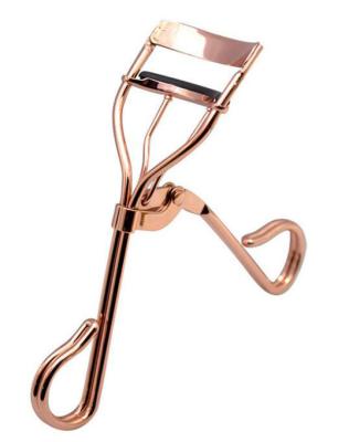 China Make Up Makeup Tool Rose Gold Handle Plastic Eyelash Curler With Silicon Pads for sale