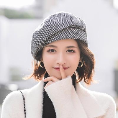 China European and American New Style Autumn and Winter Retro Houndstooth Painter Hat Japanese Trend Ladies Literary Hat England for sale