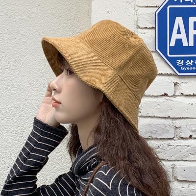 China Korean Version Art Student Hat Japanese Wild Japan And Korean New Style Fashion Solid Color Corduroy Fisherman Hat Female Early Spring Sunscreen for sale