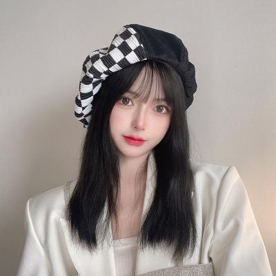 China Japan and Korean style shows a face with a small head around the autumn and winter hat tide, plaid beret women's fashion cloud western style hat for sale