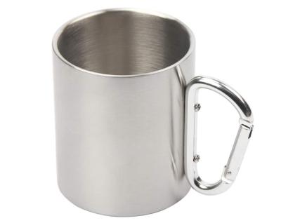 China ECO 220ml 300ml Stocked Travel Outdoor Camping Portable Stainless Steel Insulate Double Walled Coffee Mug Carabiner Mug With Handle for sale