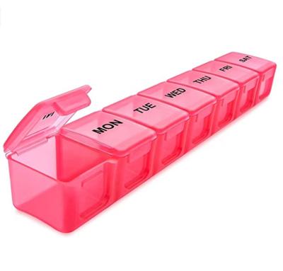 China Eco-Friendly Plastic Weekly Pill Dispenser Eco-Friendly High Quality Custom Pill Organizer Weekly 2021 7 Day Medicine Travel Pill Container Box for sale