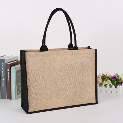 China Other Custom Logo Color Grocery Tote Bags Eco Friendly Reusable Jute Shopping Bag for sale