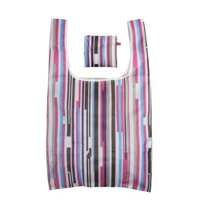 China Custom Polyester Reusable Grocery Fold Bag Collapsible Shopping Bag for sale