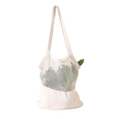 China Custom Wholesale Eco Friendly Fruit Bag Handled Reusable Mesh Cotton Grocey Shopping Bag For Vegetables for sale