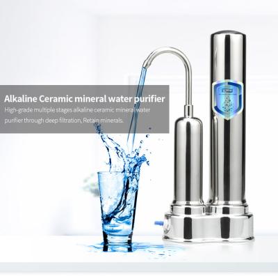 China Household 304 Faucet Stainless Steel Water Filter Wellblue Kitchen Use Stainless Steel Faucet Countertop Water Purifier,Ceramic Cartridge Gealkaline Water Filter for sale