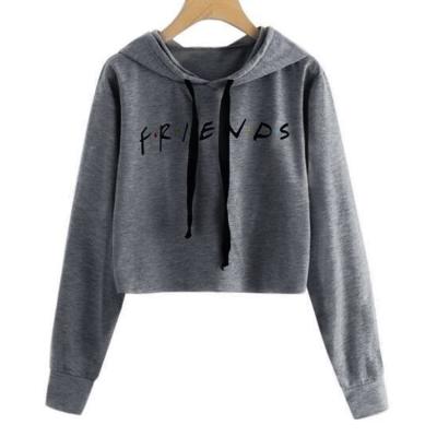 China Anti-Wrinkle All Over Print Women Plain Casual Sports Crop Hoodies Sweatshirt for sale